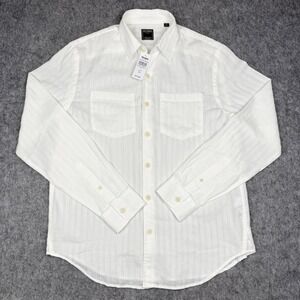 NWT Todd Snyder Jacquard Two Pocket Point Collar Men S White Button Up $228 MSRP